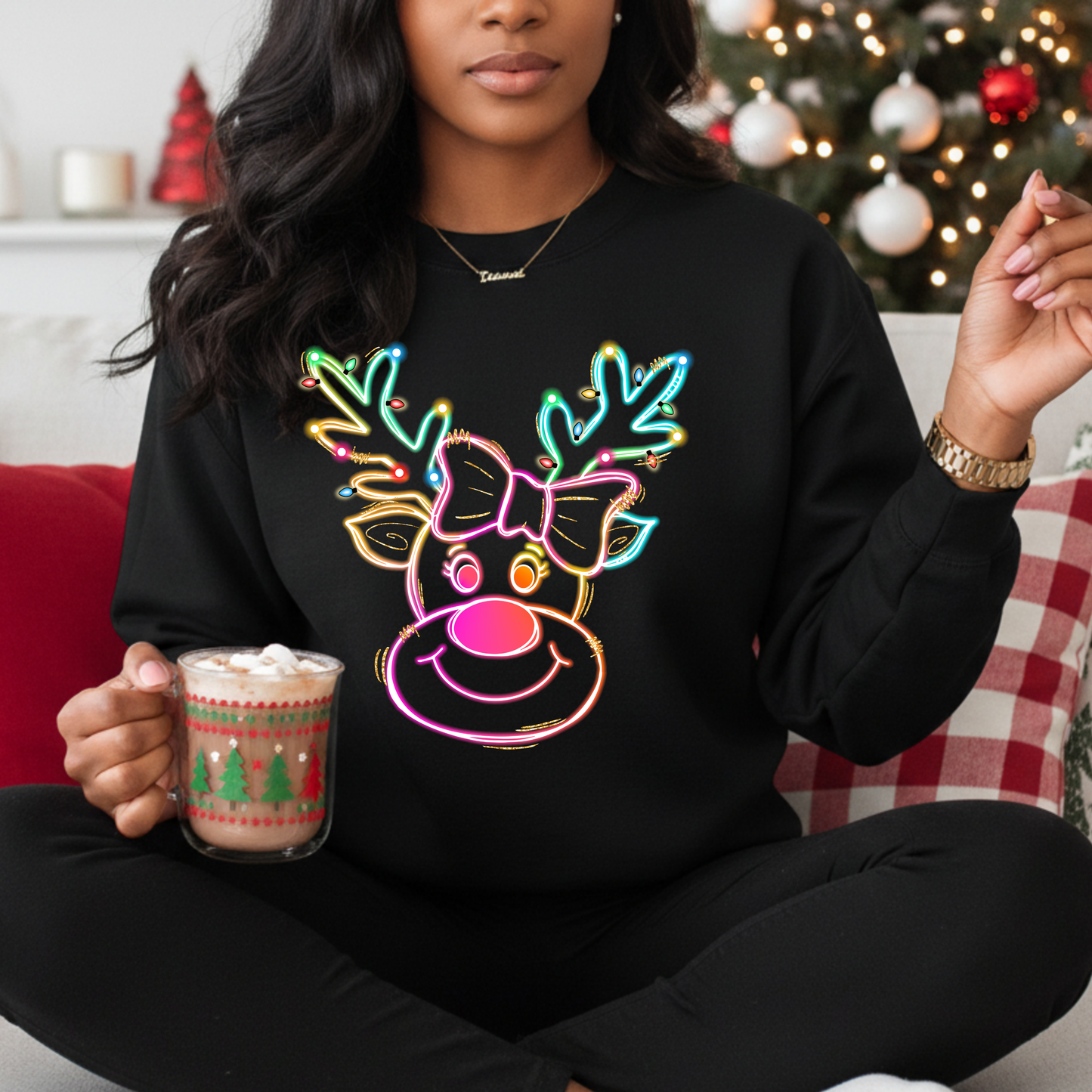 Neon Reindeer DTF Transfer