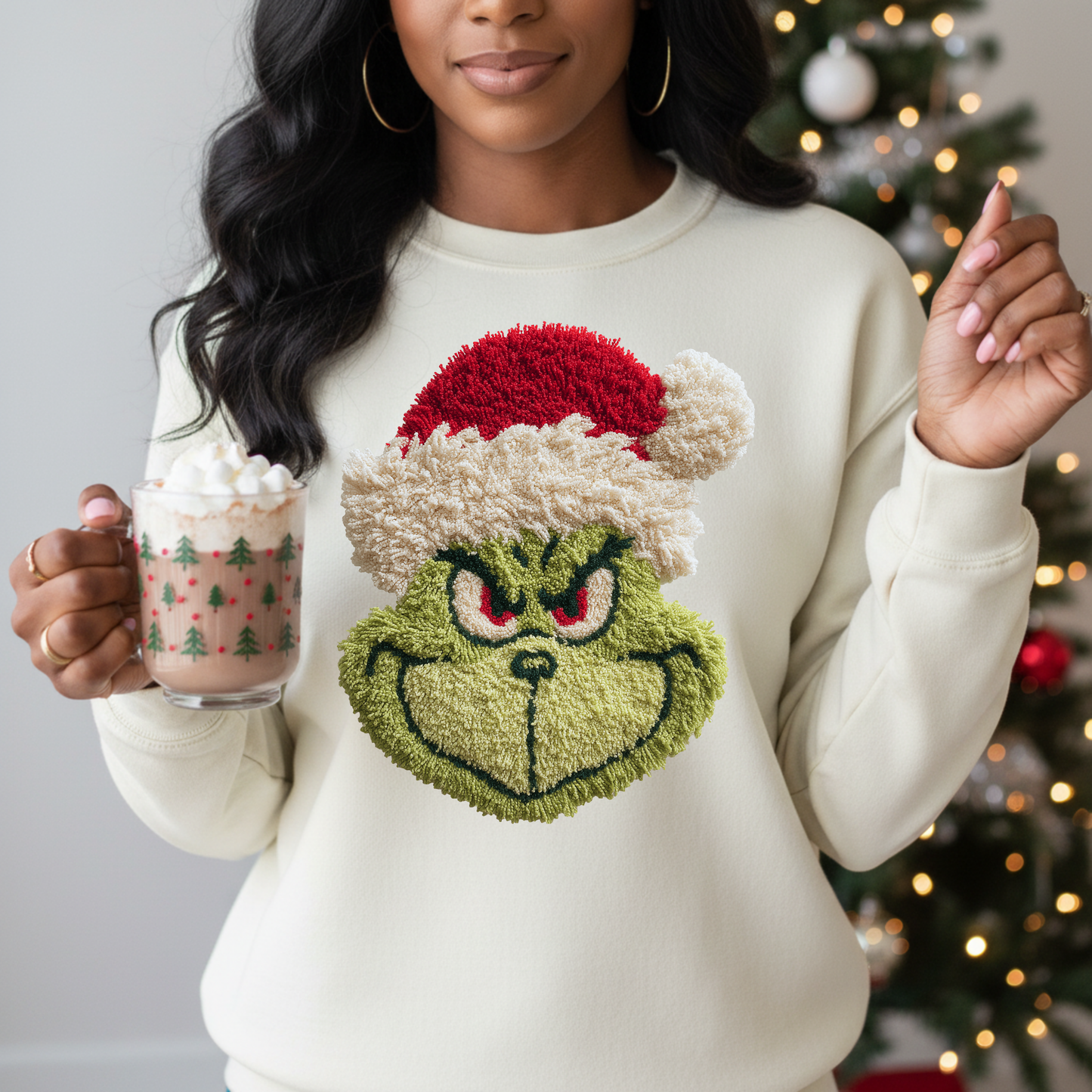 Faux Yarn Grumpy Green Face DTF Transfer