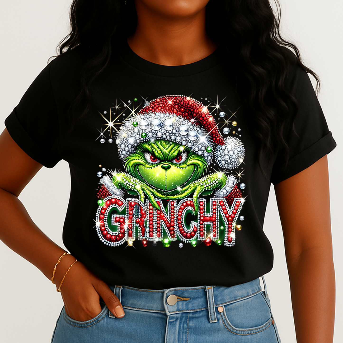 Bling Grumpy Green DTF Transfer