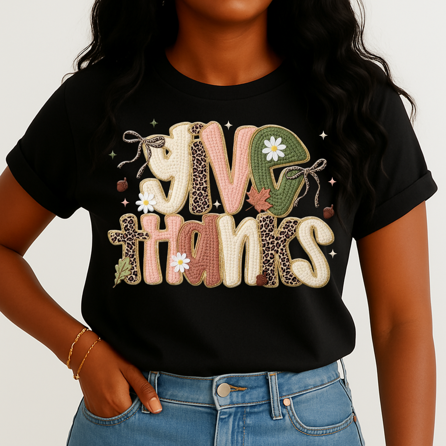 Give Thanks Faux Yarn DTF Transfer