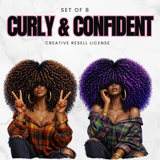 The Curly & Confident PNG Bundle ( RESELL RIGHTS INCLUDED)
