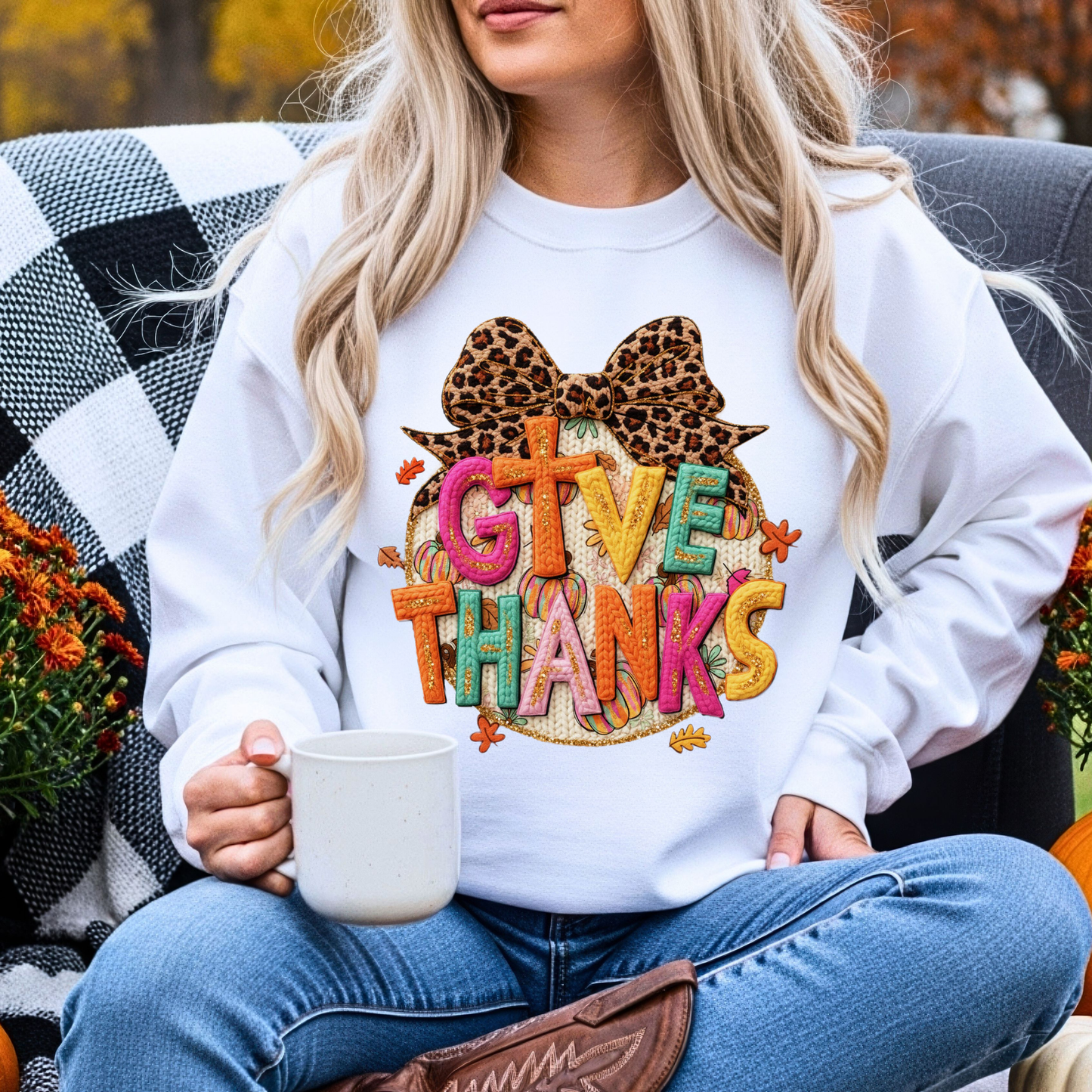 Faux Yarn Pumpkin DTF Transfer