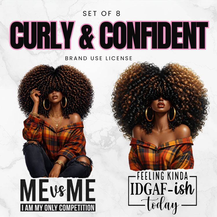 Curly & Confident PNG Bundle (NO RESELL RIGHTS)