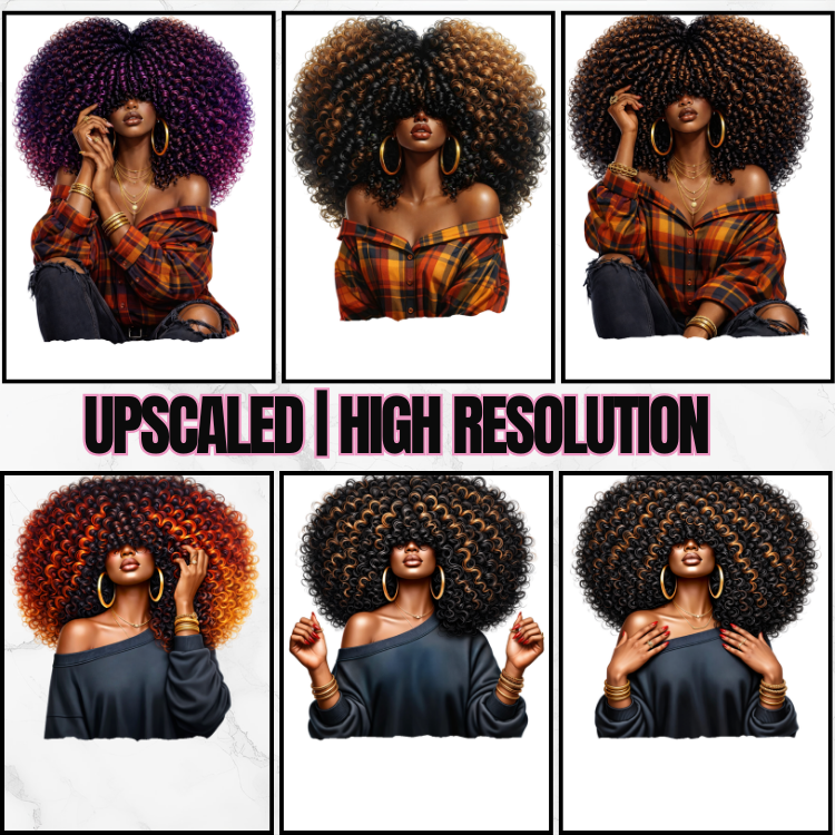 The Curly & Confident PNG Bundle ( RESELL RIGHTS INCLUDED)