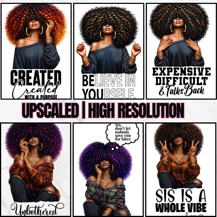 Curly & Confident PNG Bundle (NO RESELL RIGHTS)